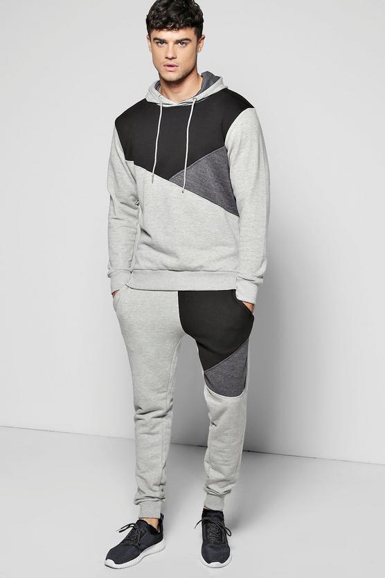 Skinny Fit Spliced Hooded Tracksuit